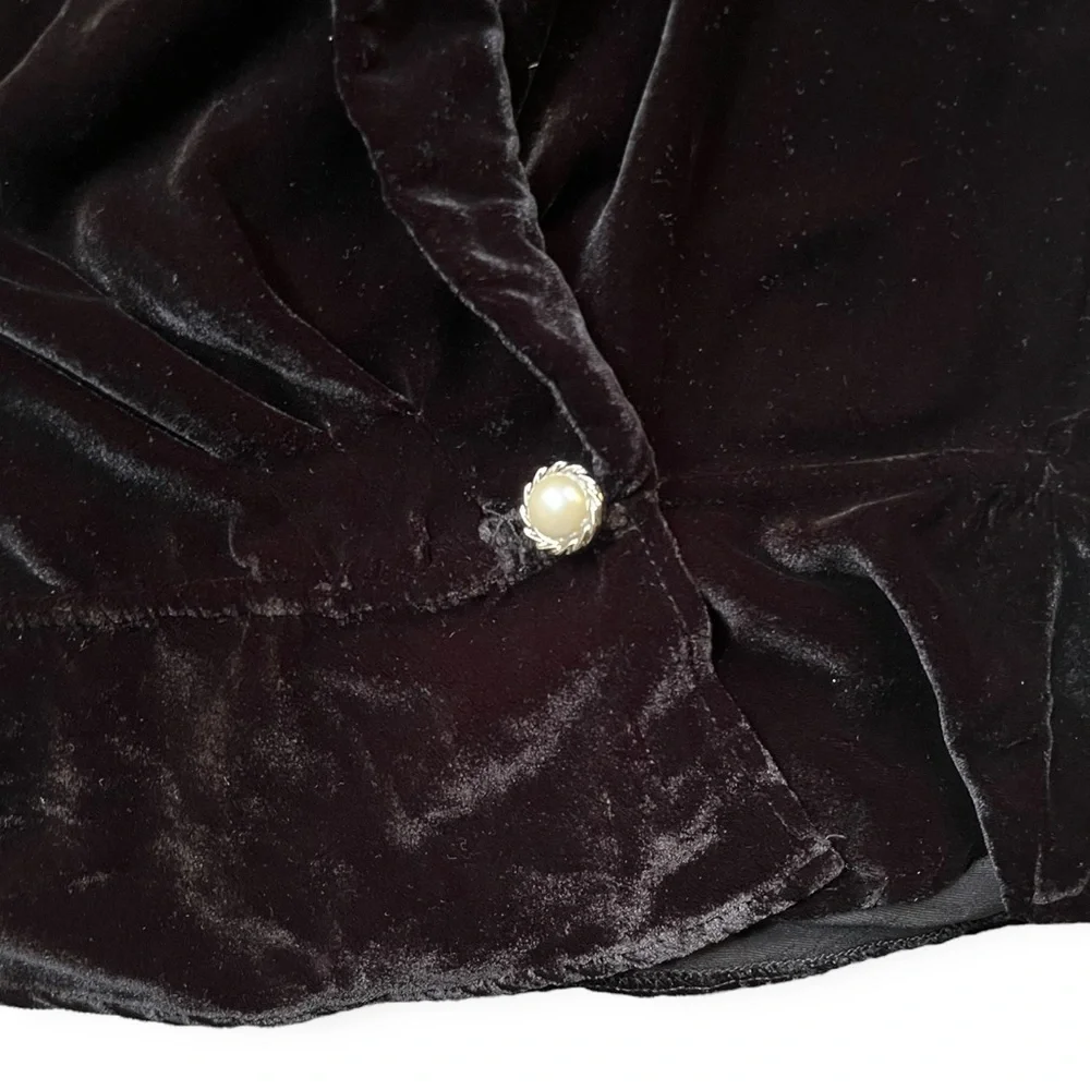 Reformation Silk Blend Black Velvet Wrap Top, size XS - Picture 7 of 9